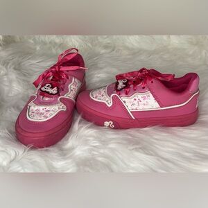 Girls Barbie Pink Patterned Sneakers